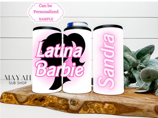 Latina Barb slim can cooler shown all sides