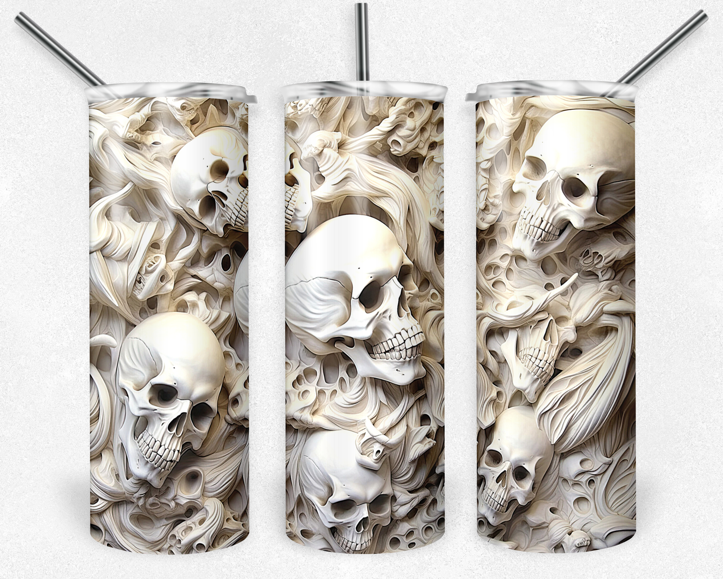 Skulls 3D 20 oz. skinny tumbler. - Mayan Sub Shop