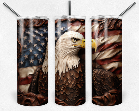 American eagle and U.S. flag 3D 20 oz. skinny tumbler. - Mayan Sub Shop