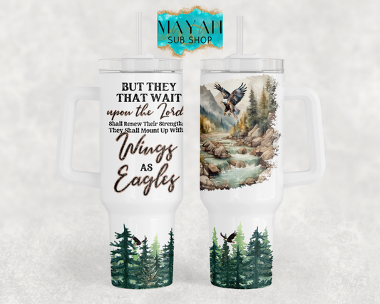 Wings as eagles 40 oz. tumbler with handle. -Mayan Sub Shop