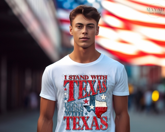 Stand with Texas shirt. -Mayan Sub Shop