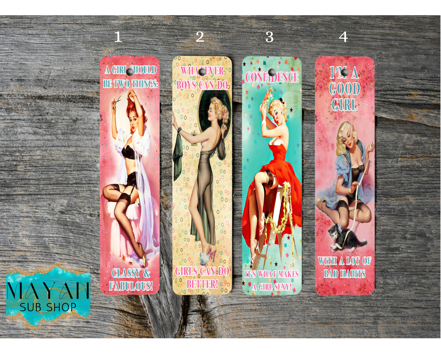 Sexy pin up girl bookmarks. -Mayan Sub Shop