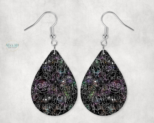 Droids black earrings. -Mayan Sub Shop