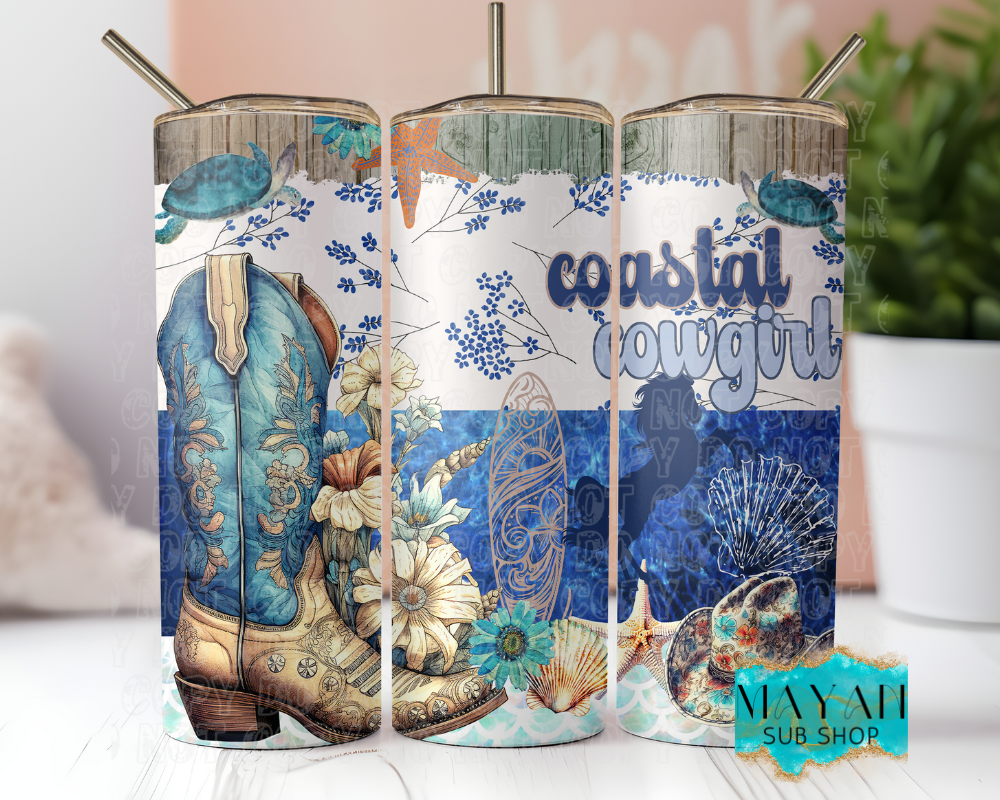 Coastal cowgirl tumbler wrap transfer print. -Mayan Sub Shop