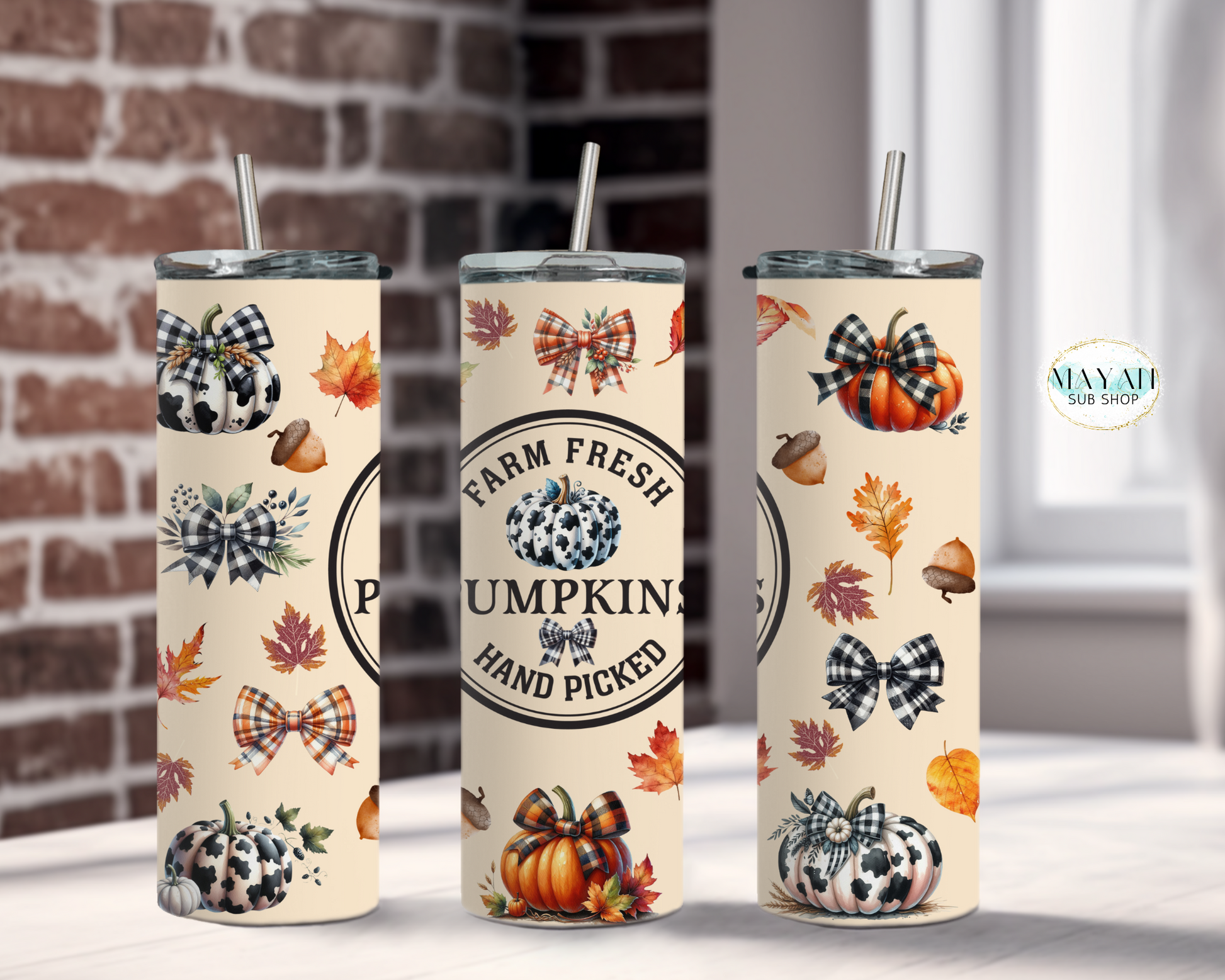 Farm fresh pumpkins tumbler. -Mayan Sub Shop