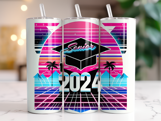 Senior 2024 neon tumbler. -Mayan Sub Shop