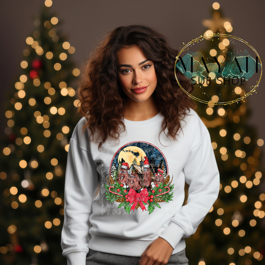 Holiday singing sweatshirt. -Mayan Sub Shop