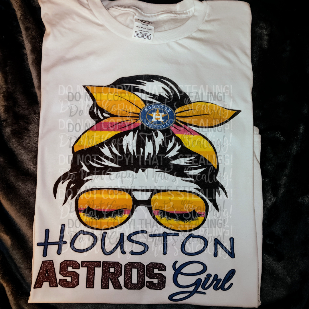 Astros Girl Messy Bun Shirt - Mayan Sub Shop