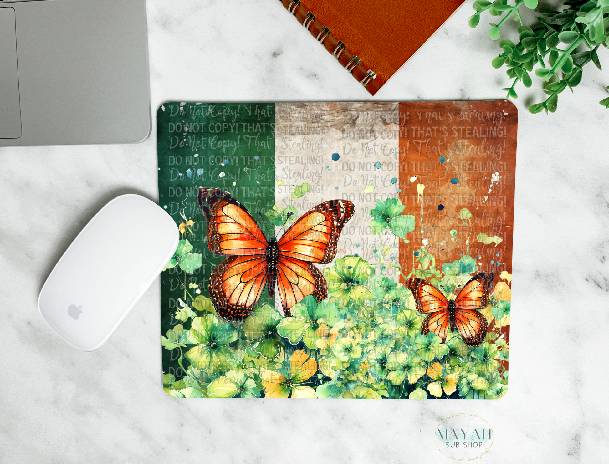 Irish butterfly flag mouse pad. -Mayan Sub Shop