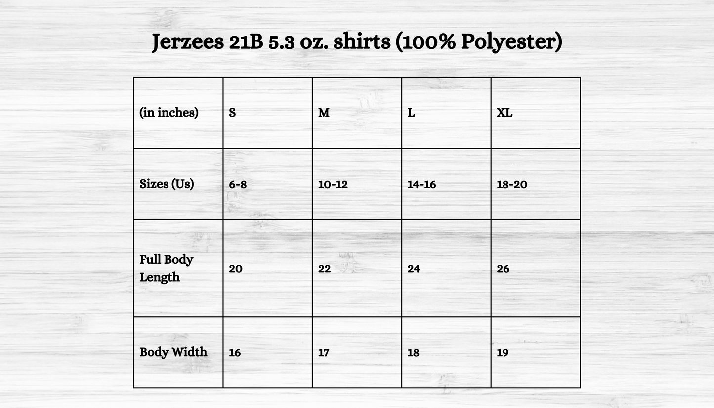Shirt size chart 1. -Mayan Sub Shop