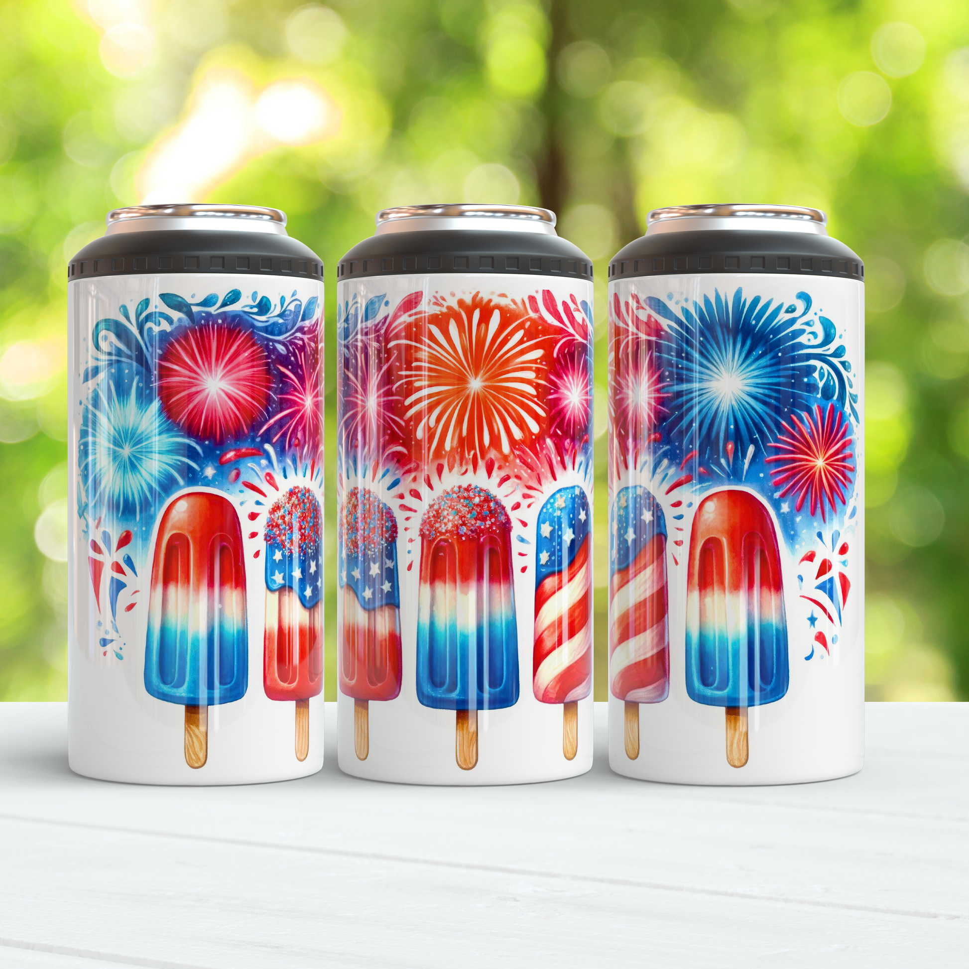 July popsicles 4-in-1 slim can cooler. -Mayan Sub Shop