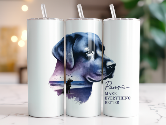 Black labrador paws tumbler. -Mayan Sub Shop