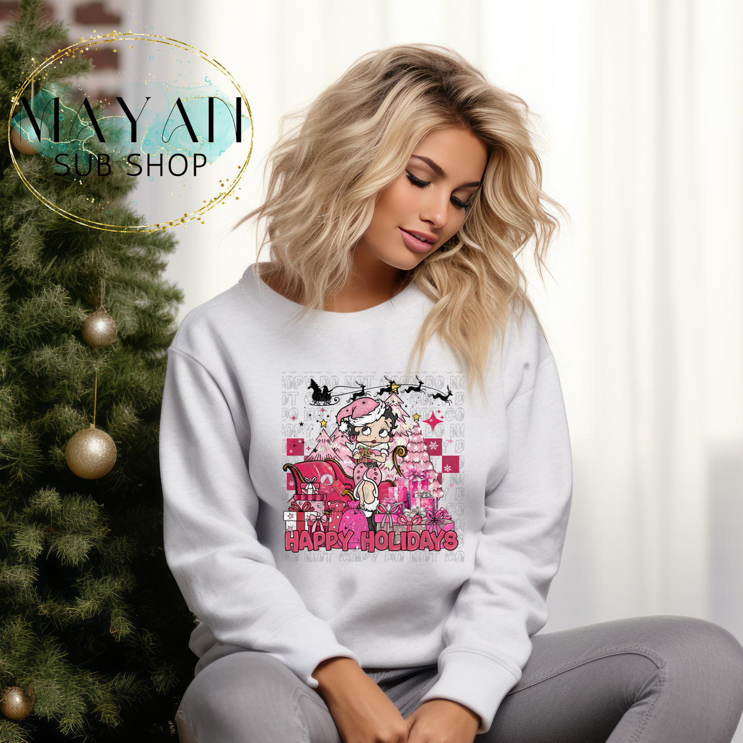 Happy holidays sweatshirt. -Mayan Sub Shop