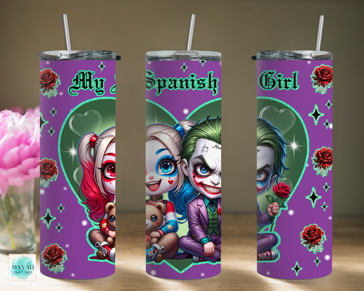 My Spanish girl villains tumbler. -Mayan Craft Shop