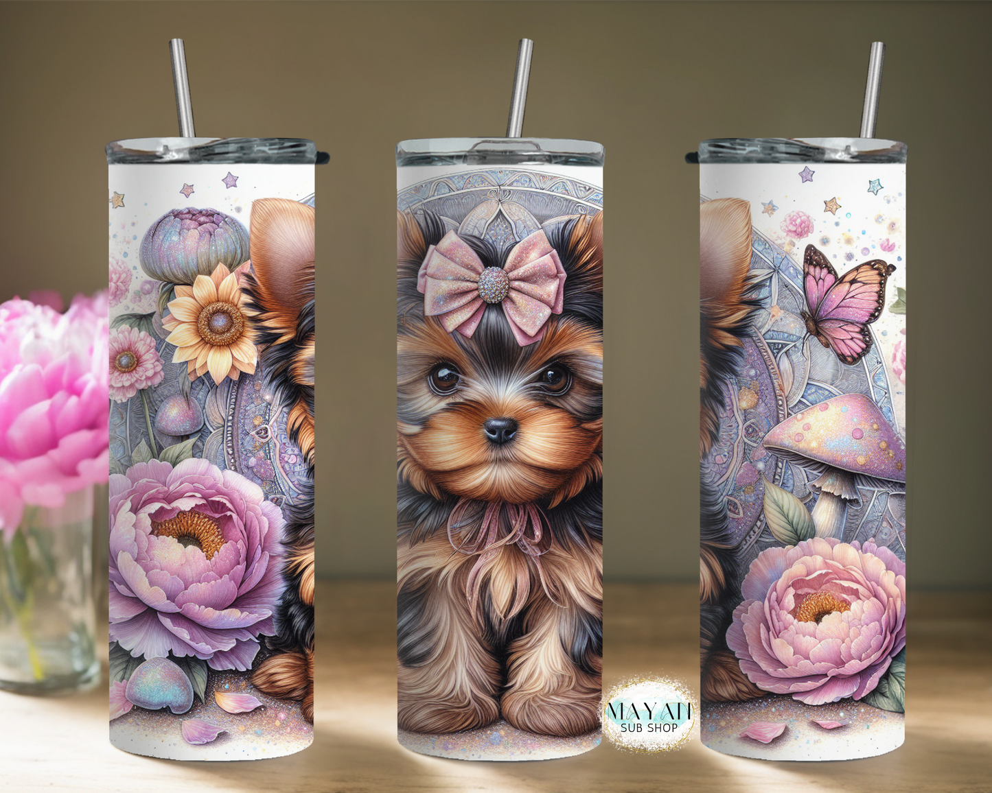 Pastel yorkie tumbler. -Mayan Sub Shop