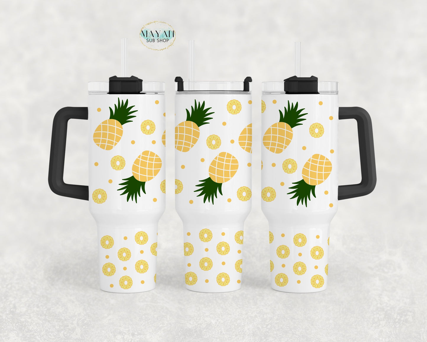 Pineapple Slices 40 OZ Tumbler with Handle