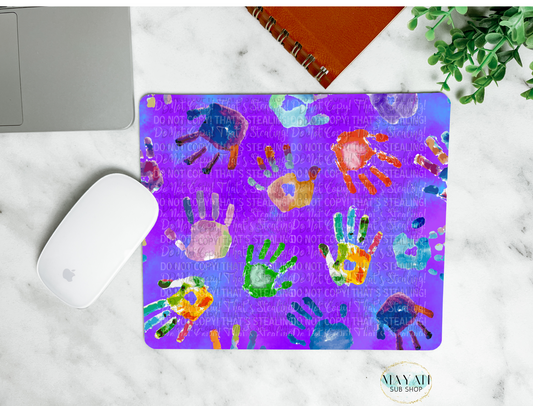 Rainbow hands mouse pad. -Mayan Sub Shop