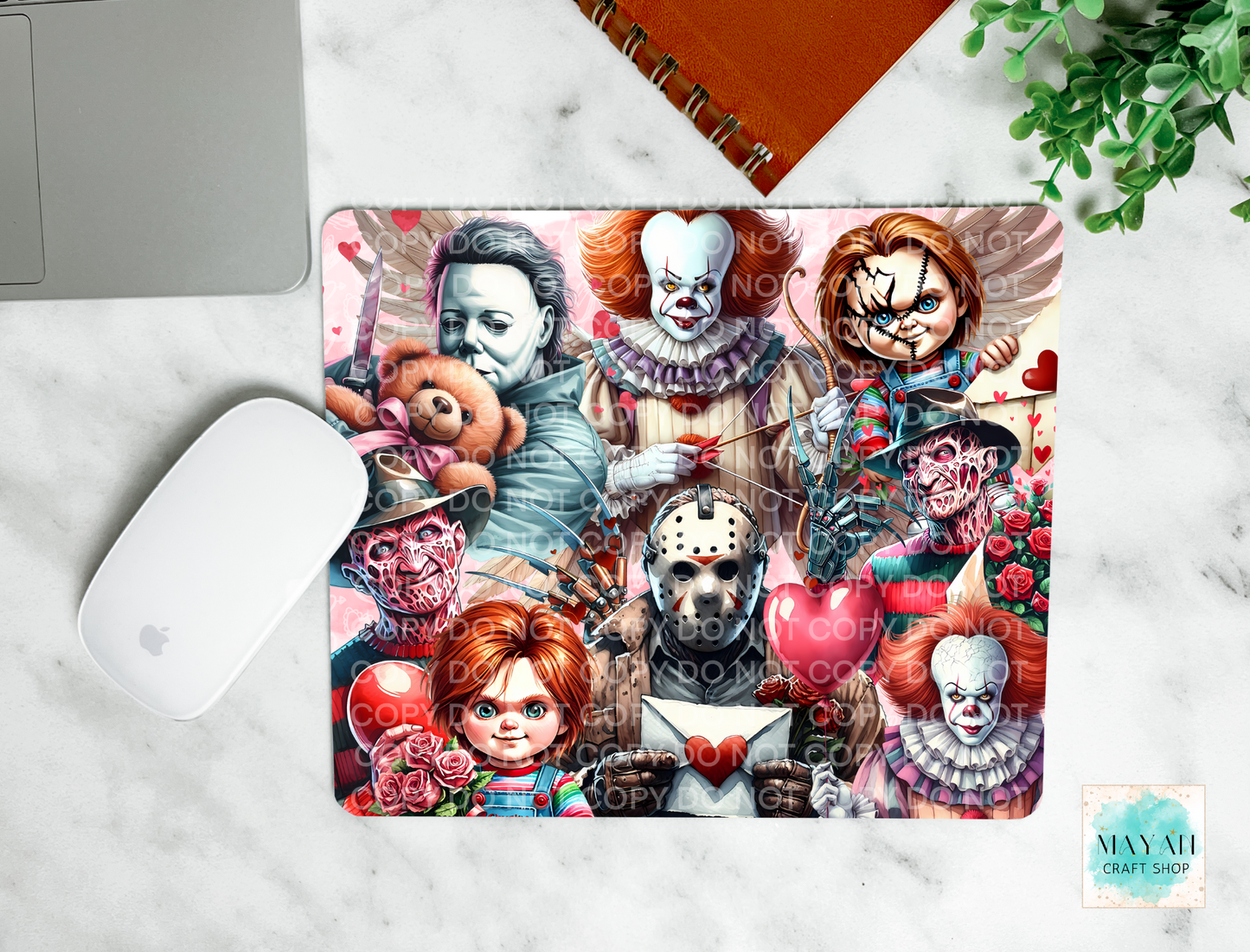 Valentine's horror mouse pad. -Mayan Craft Shop