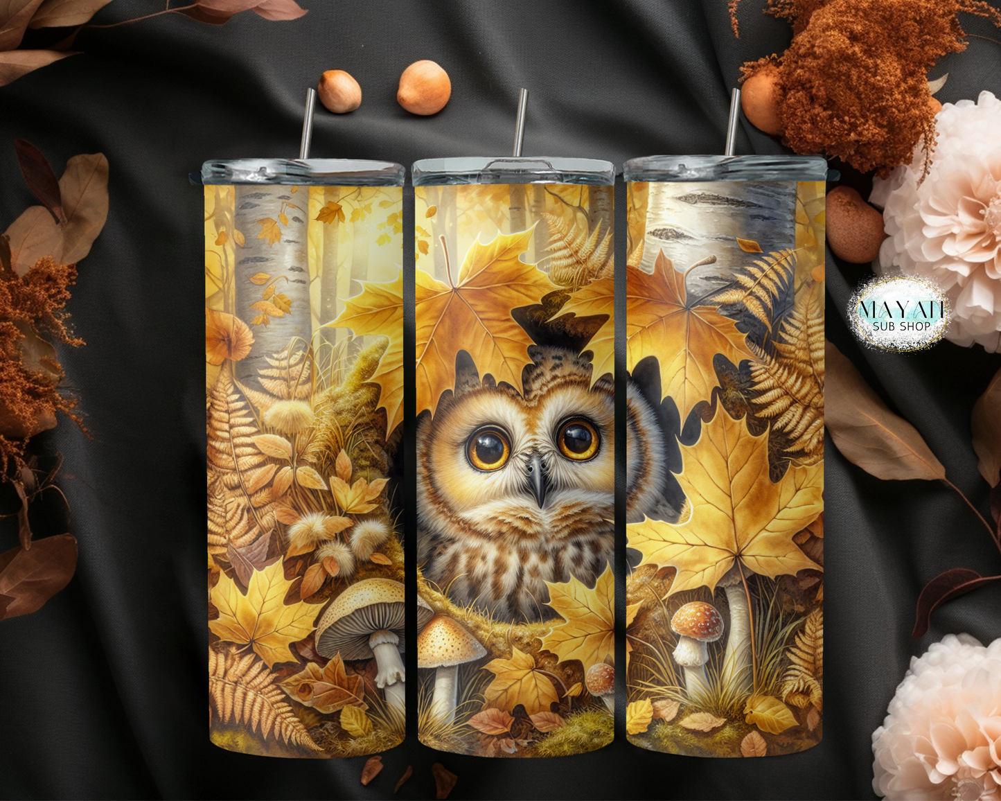 Owl autumn tumbler. -Mayan Sub Shop