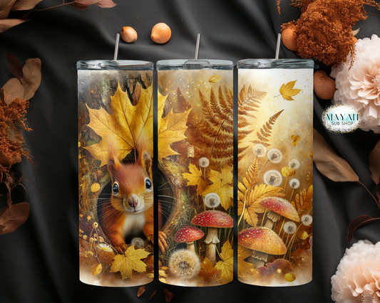 Squirrel autumn tumbler. -Mayan Sub Shop