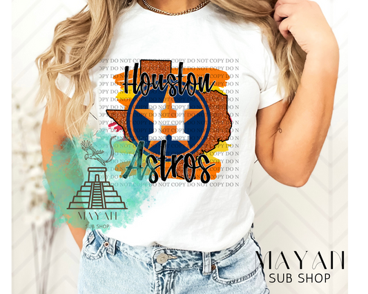 Houston white shirt. - Mayan Sub Shop