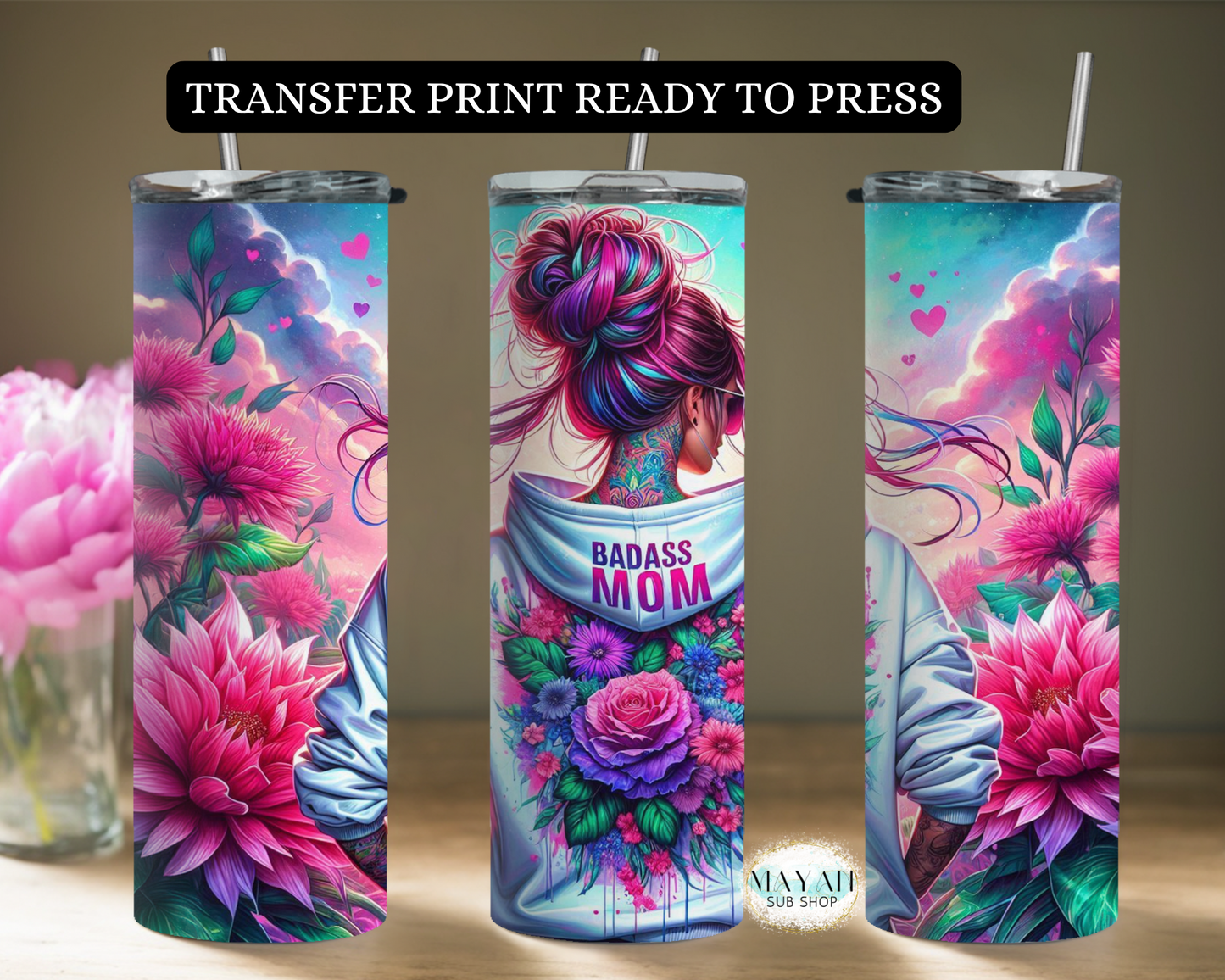 Badass Mom Transfer Print