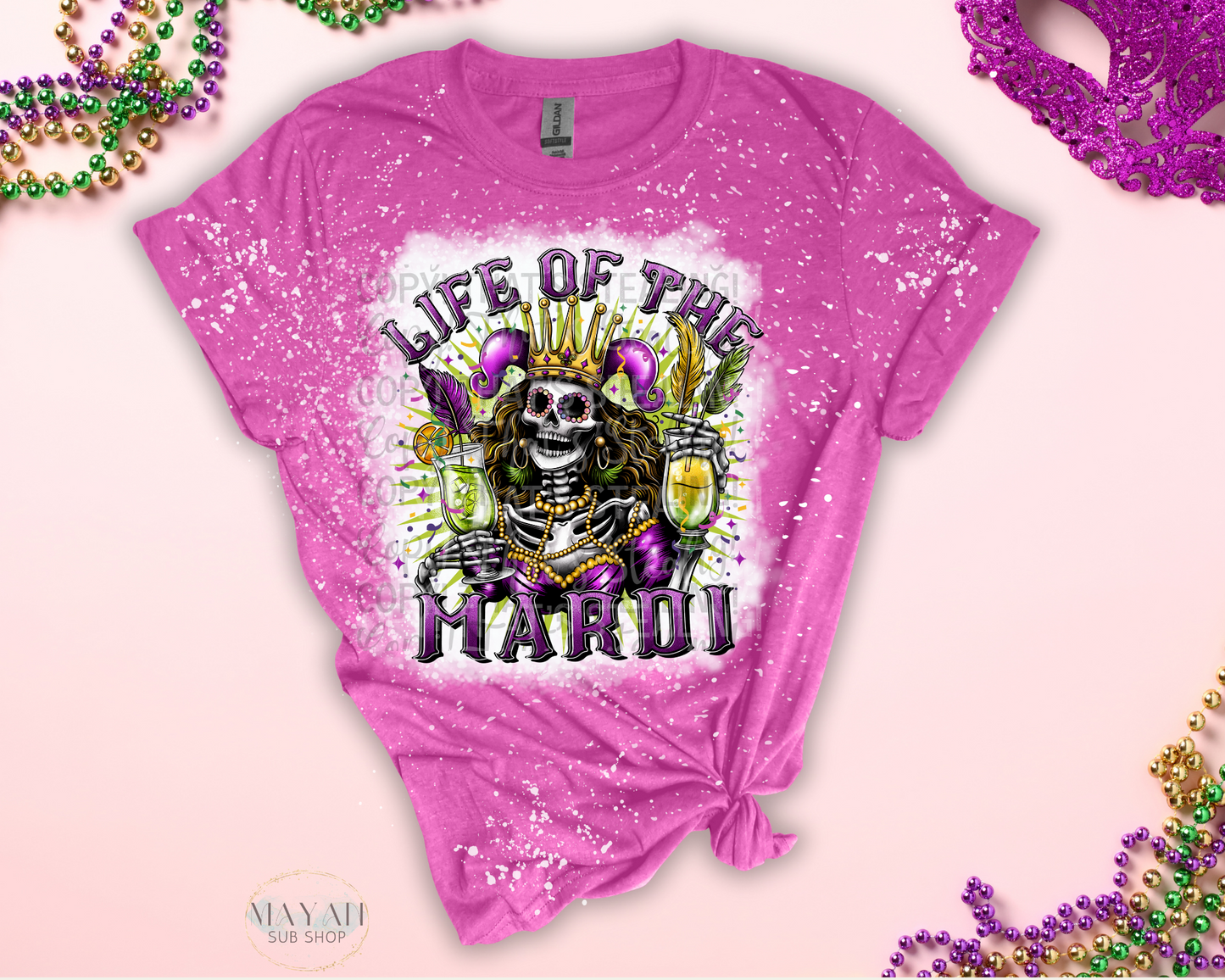 Life Of The Mardi Bleached Shirt - Mayan Sub Shop