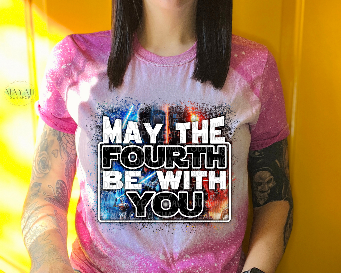 May The Fourth Be With You Bleached Tee - Mayan Sub Shop