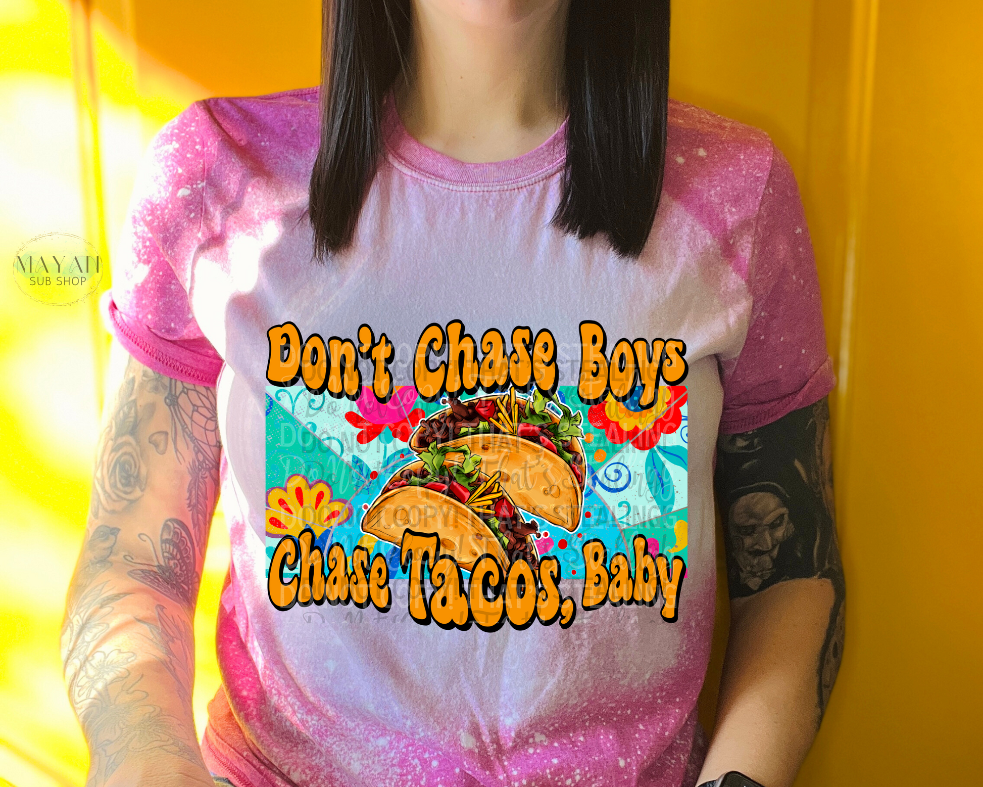 Chase Tacos Bleached Tee - Mayan Sub Shop