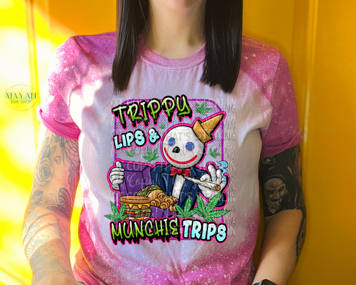 Trippy Lips Munchy Trips Bleached Tee - Mayan Sub Shop