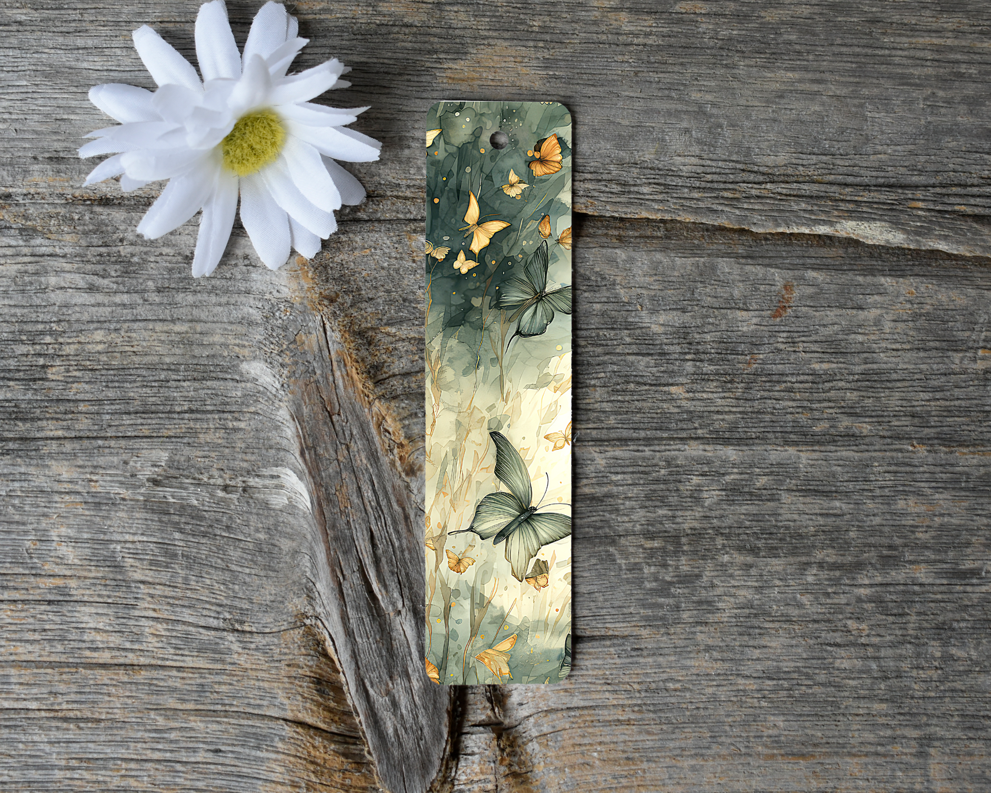 Hunter green butterflies bookmark. -Mayan Sub Shop