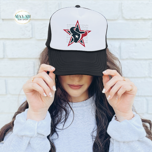 Houston football star black trucker hat. -Mayan Sub Shop