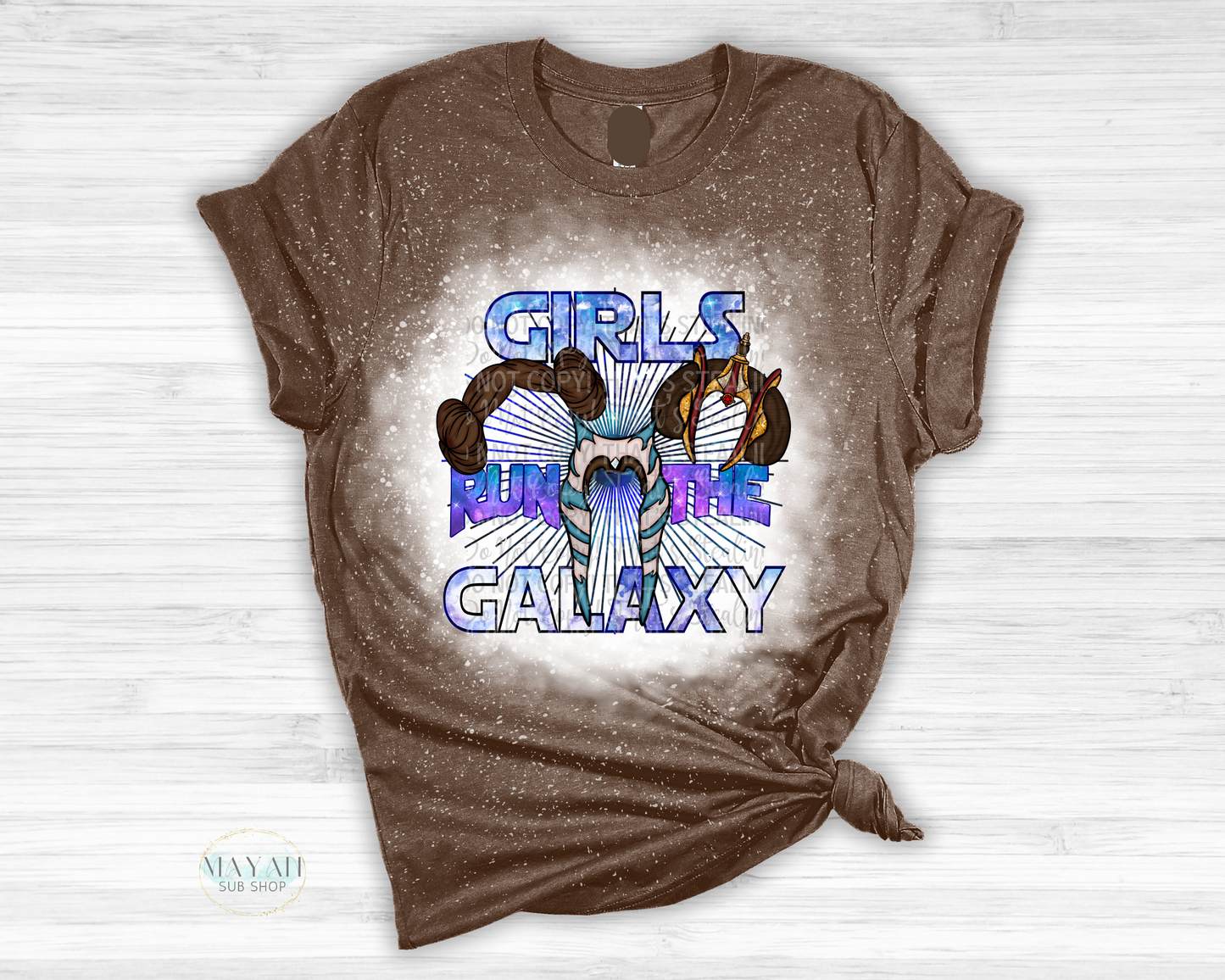 Girls Run The Galaxy Bleached Tee - Mayan Sub Shop