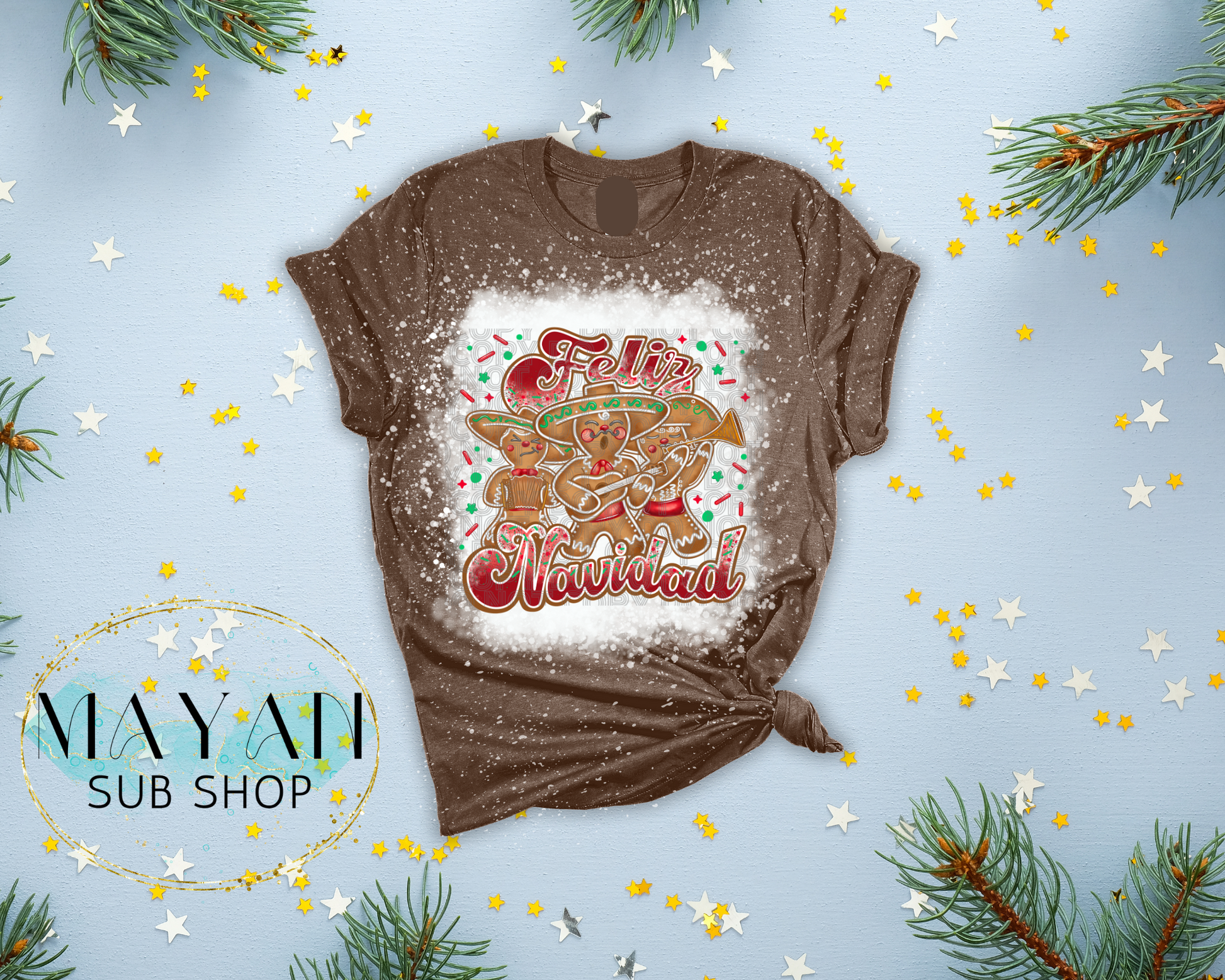 Feliz Navidad Bleached Shirt - Mayan Sub Shop