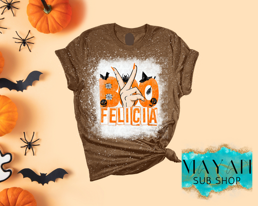 Boo Felicia in heather brown bleached shirt. -Mayan Sub Shop