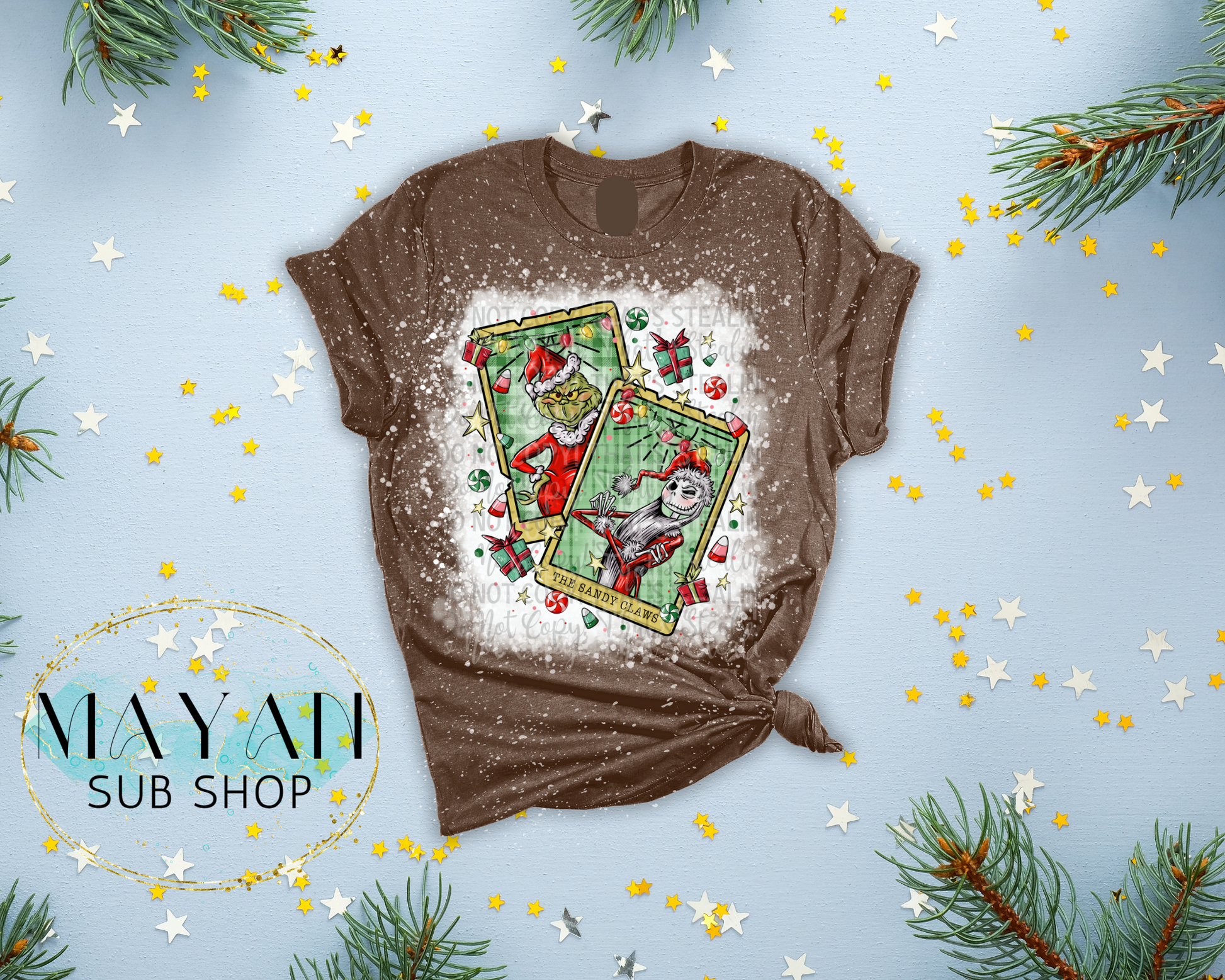 Santa's Tarot Cards Bleached Shirt - Mayan Sub Shop