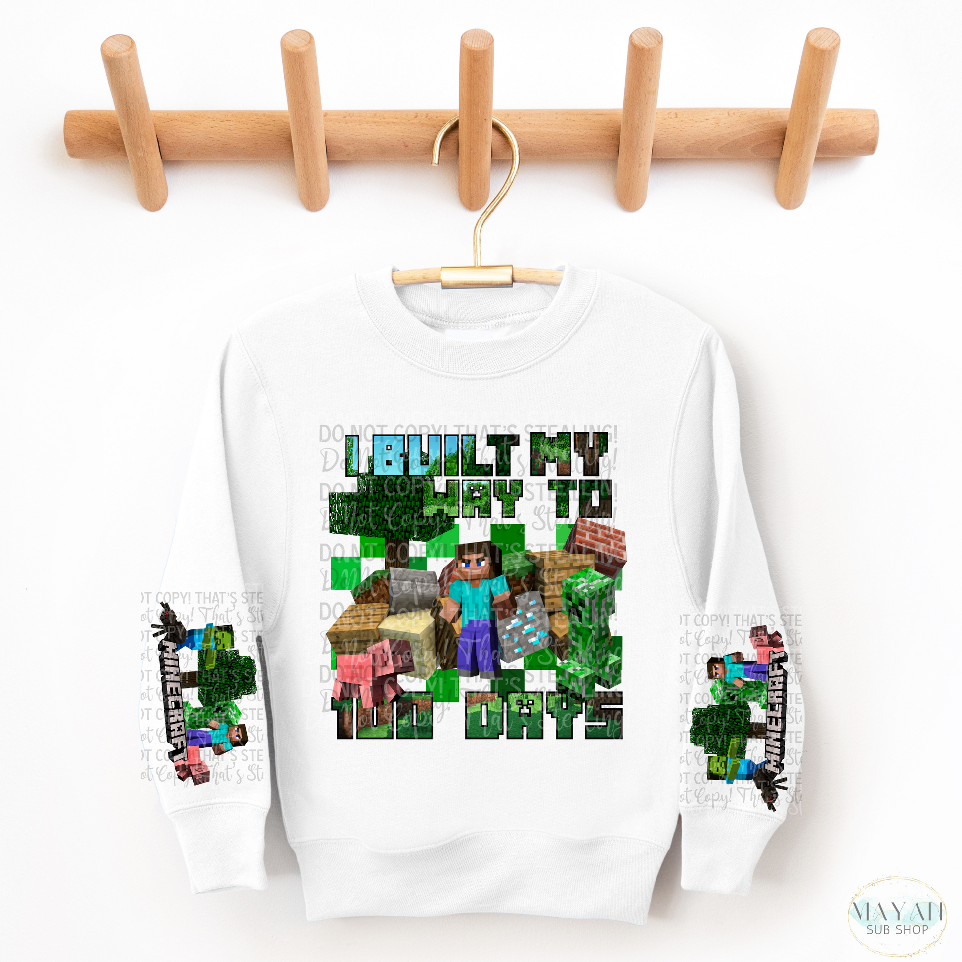 Built My Way to 100 Days Kids Sweatshirt - Mayan Sub Shop