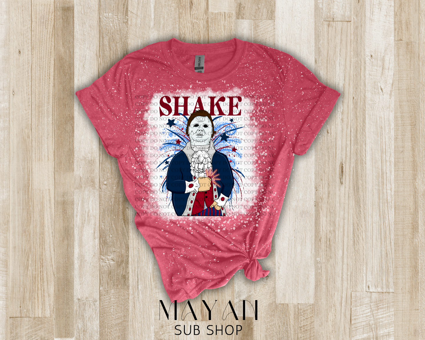 4th of July Shake Michael Bleached Shirt - Mayan Sub Shop