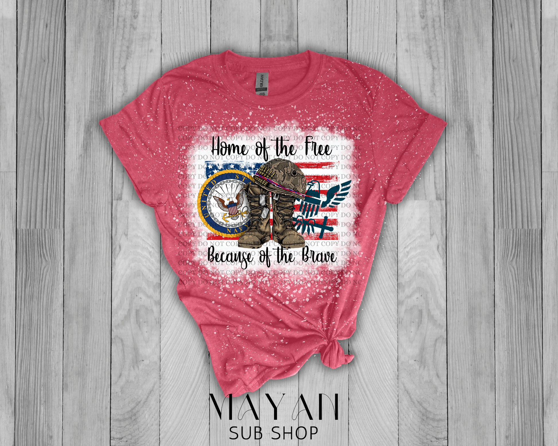 Home of the Free Navy Bleached Shirt - Mayan Sub Shop