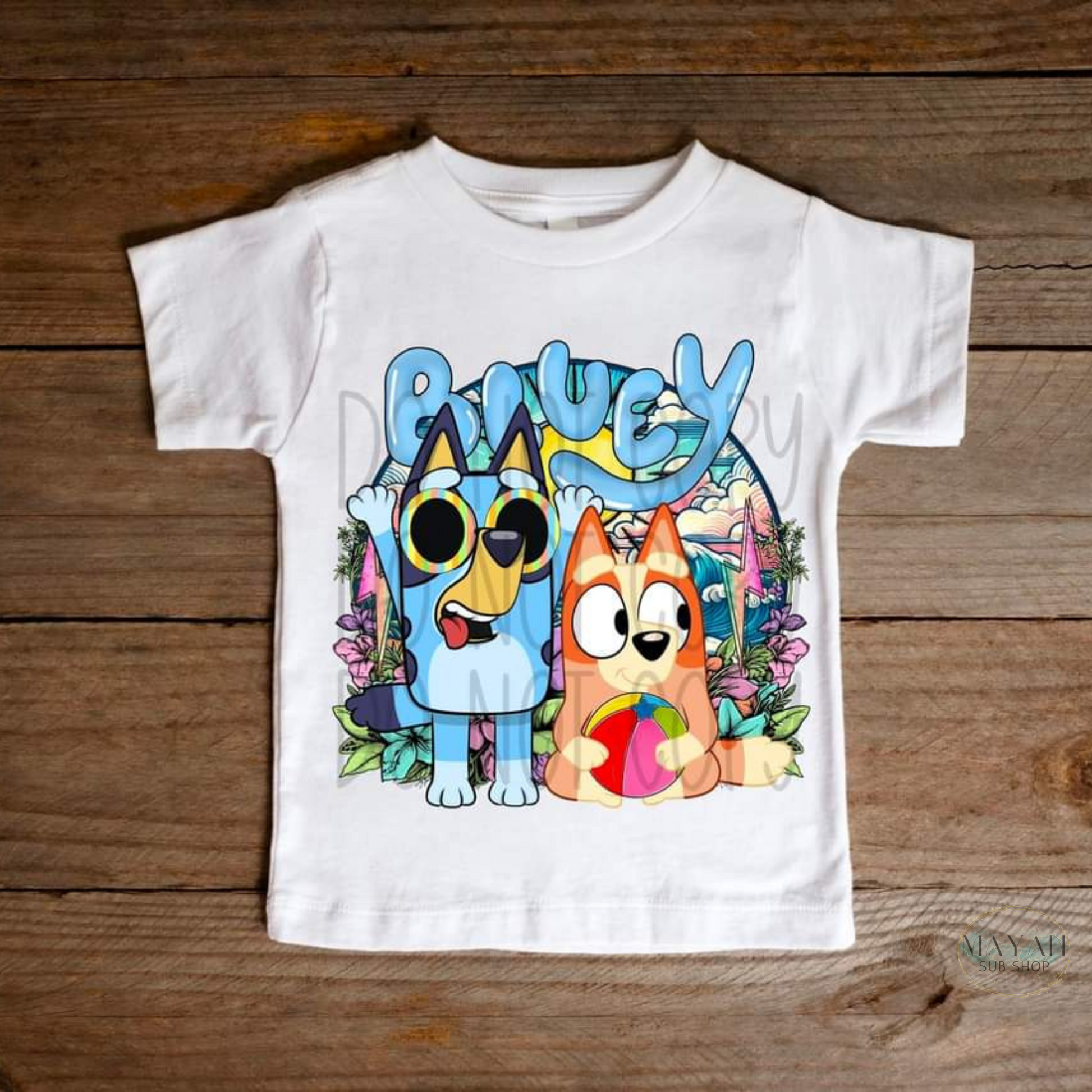 Cartoon character summer kids shirt. -Mayan Sub Shop
