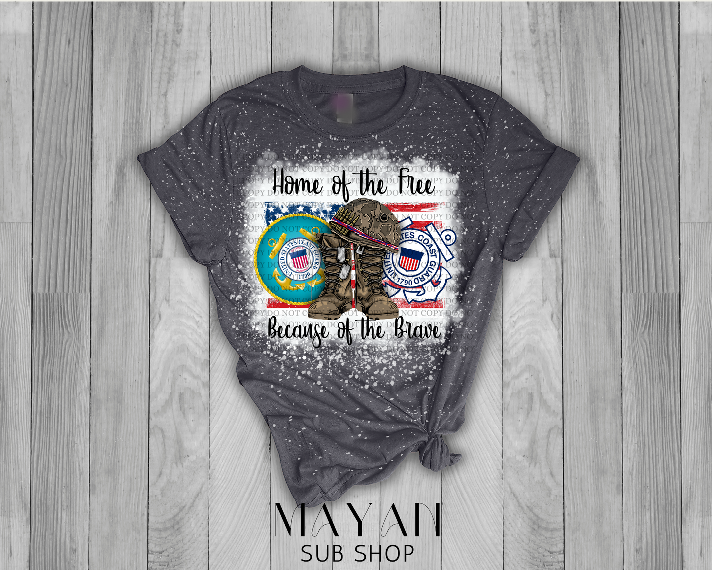 Home of the Free Coast Guard Bleached Shirt - Mayan Sub Shop