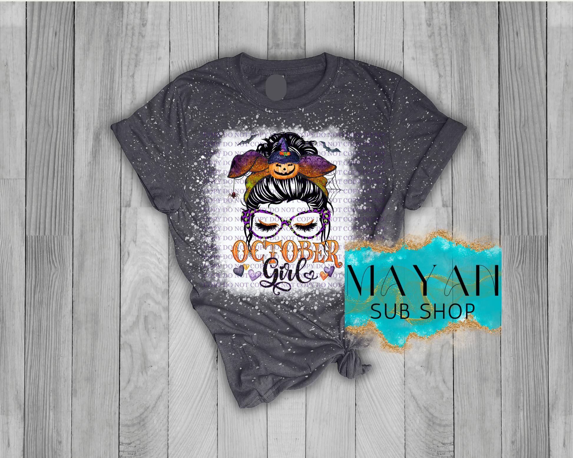 October Girl Messy Bun Bleached Shirt - Mayan Sub Shop