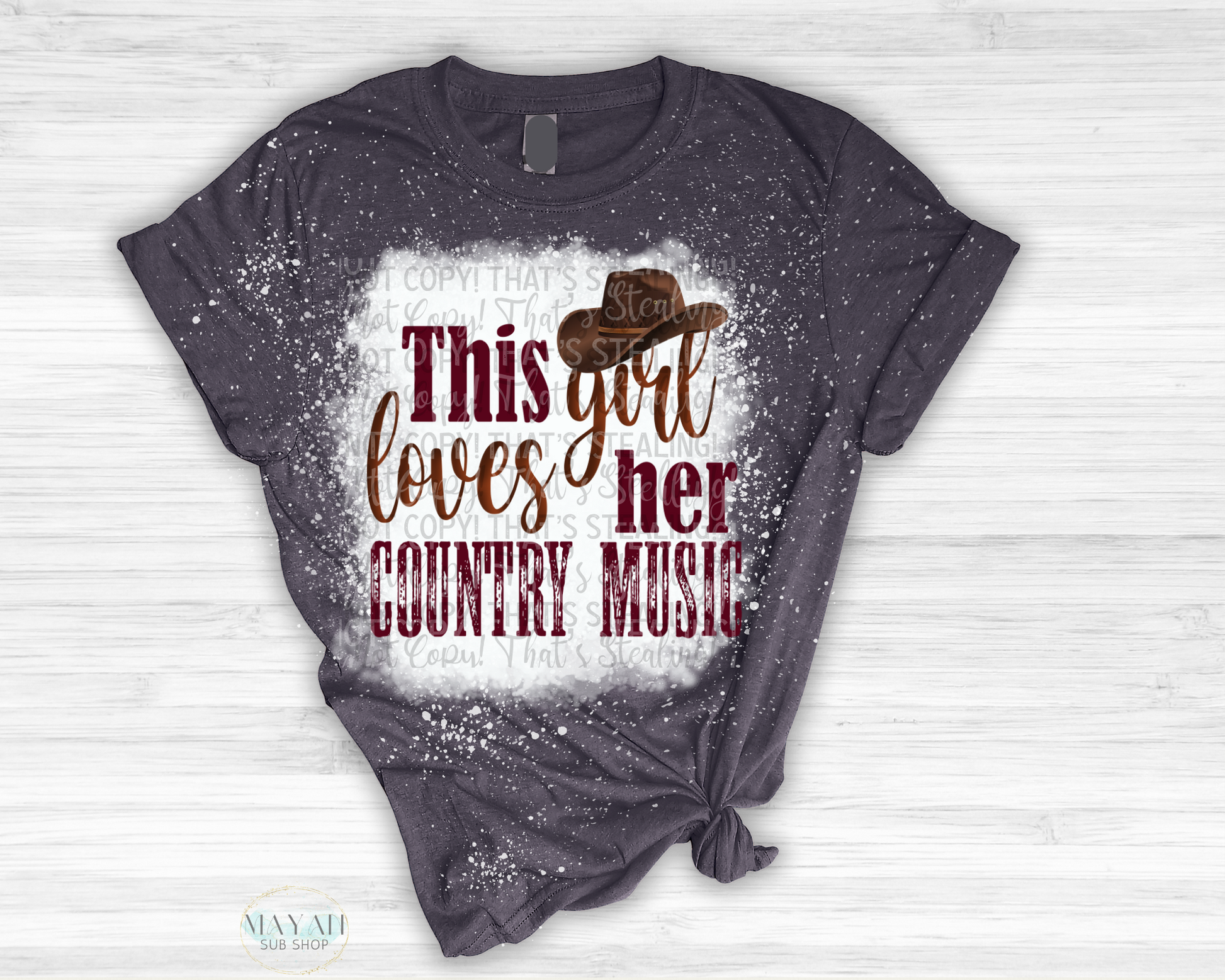 This Girl Loves Her Country Music Bleached Shirt - Mayan Sub Shop