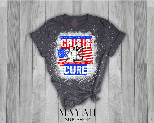 Crisis and cure in heather charcoal bleached shirt. - Mayan Sub Shop