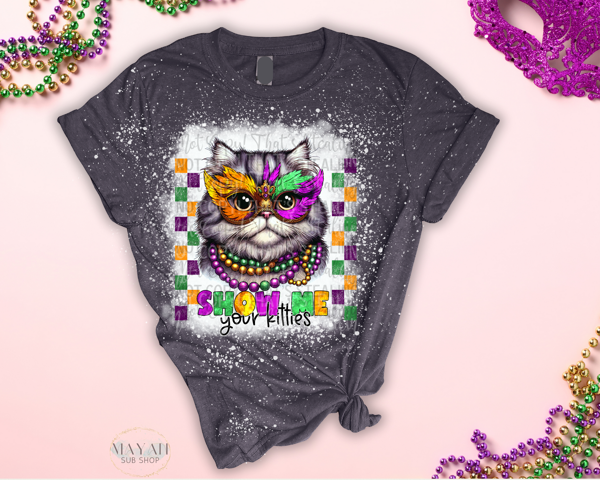 Show Me Your Kitties Bleached Shirt - Mayan Sub Shop