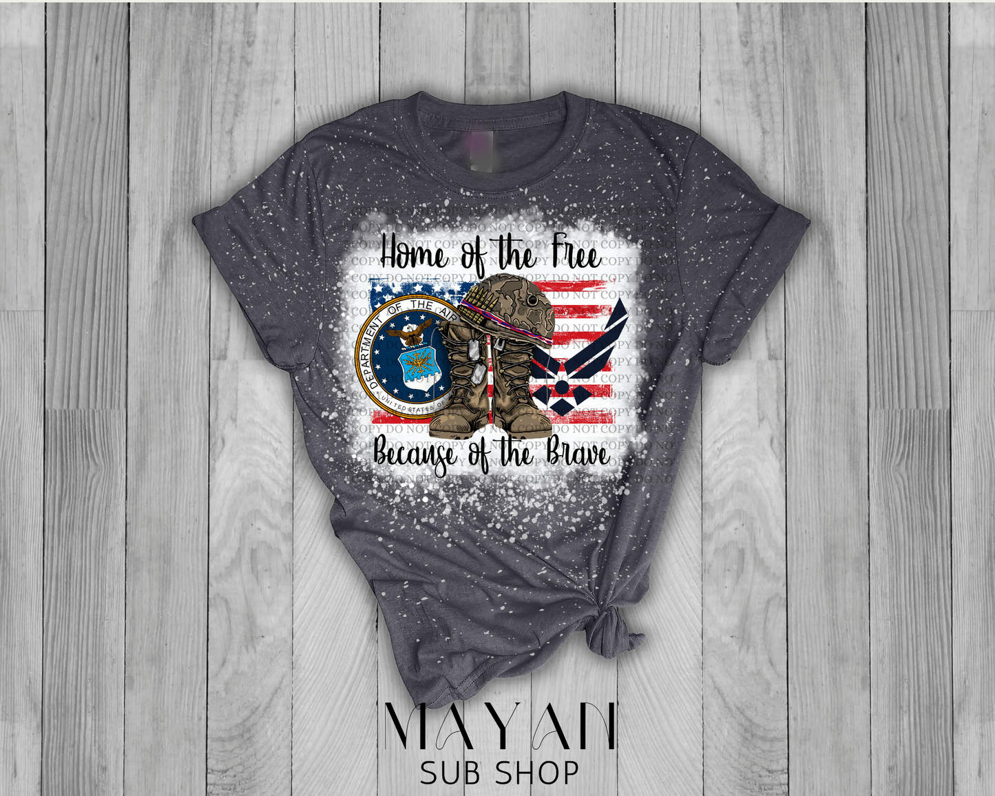 Home of the Free Air Force Bleached Shirt - Mayan Sub Shop