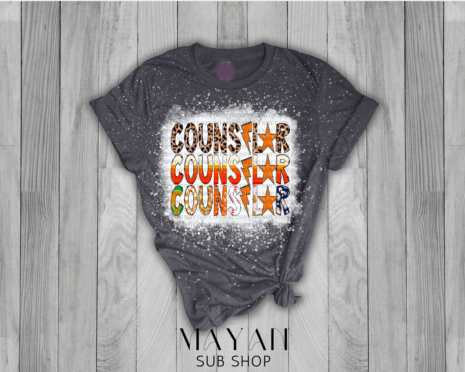 Counselor Stacked Astros Bleached Shirt - Mayan Sub Shop