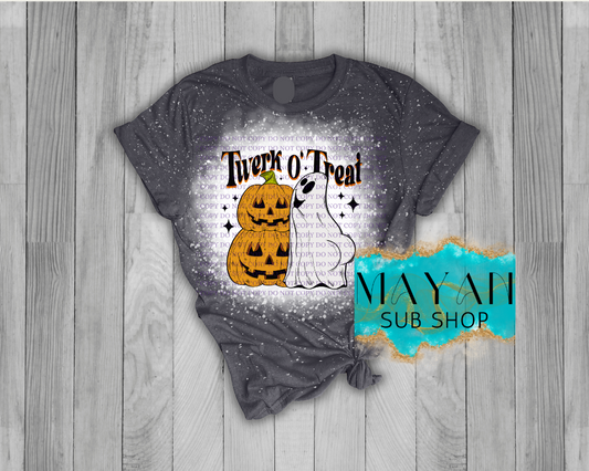 Twerk o' treat in heather charcoal bleached shirt. -Mayan Sub Shop