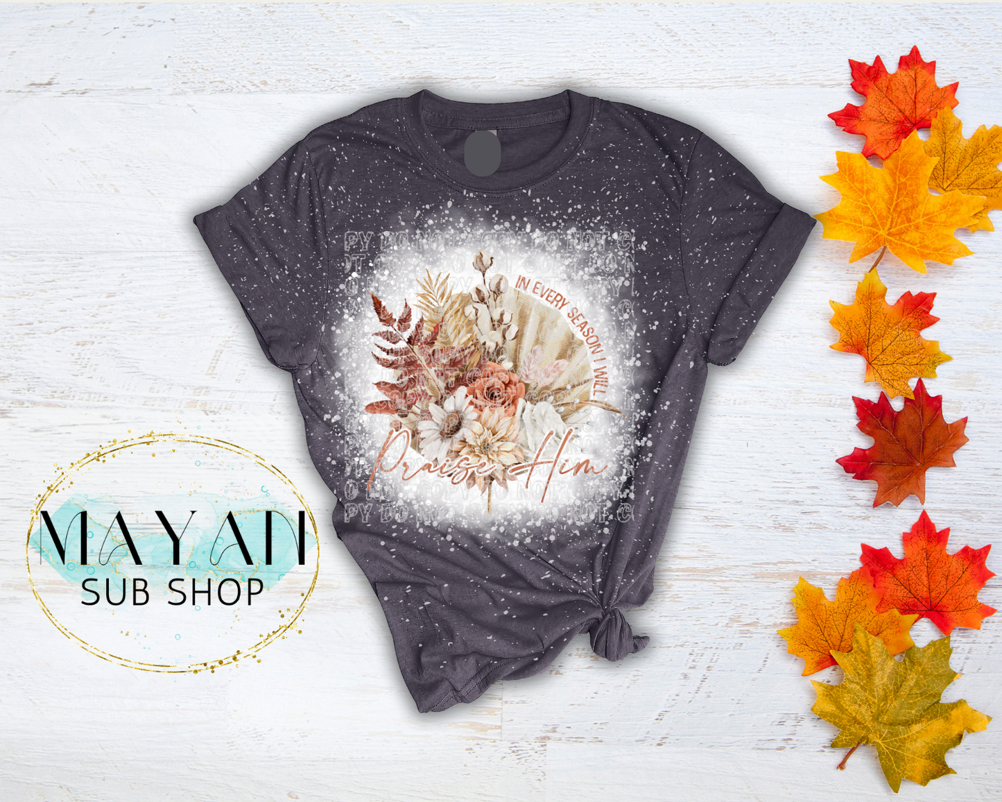 Praise Him Bleached Shirt - Mayan Sub Shop