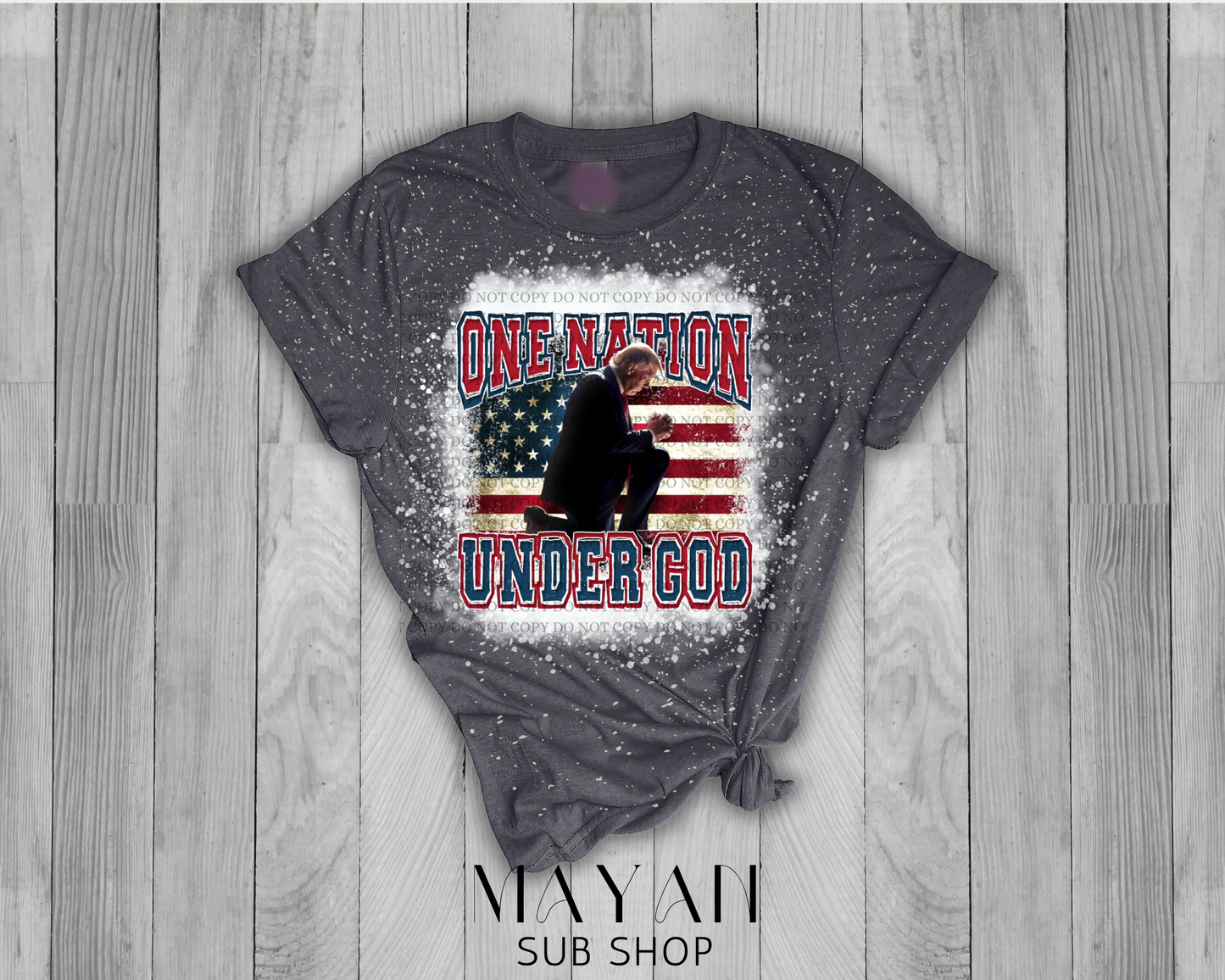 One Nation Under God Bleached Shirt - Mayan Sub Shop